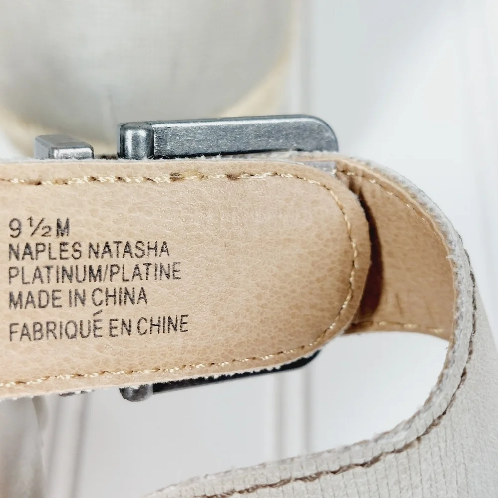 Earth Origins Naples Natasha Platinum Leather Espadrille Wedge Sandals D144 - Picture 15 of 15